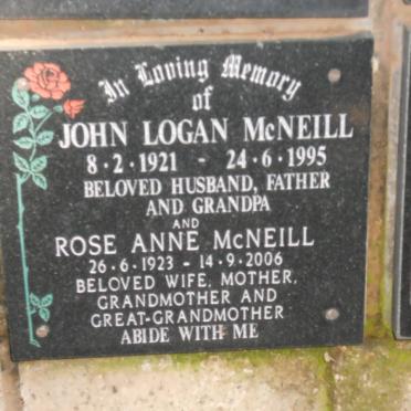 McNEILL John Logan 1921-1995 &amp; Rose Anne 1923-2006