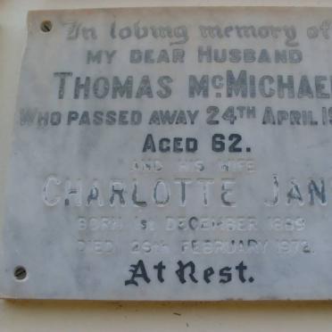 McMICHAEL Thomas -1946 &amp; Charlotte Jane 1889-1972