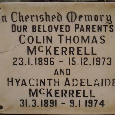 Mc KERRELL Colin Thomas 1896-1973 &amp; Hyacinth Adelaide 1891-1974