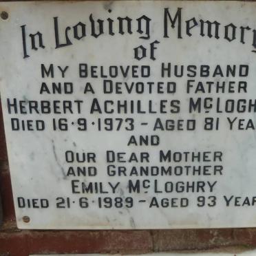 McLOGHRY Herbert Achilles -1973 &amp; Emily -1989
