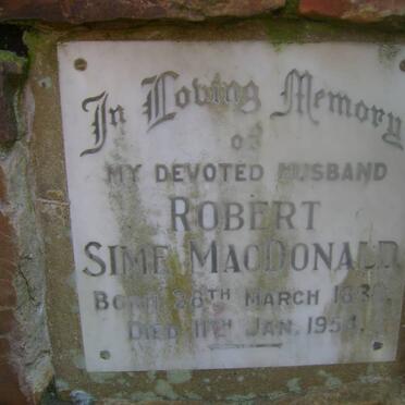 McDONALD Robert Sime 1988-1954
