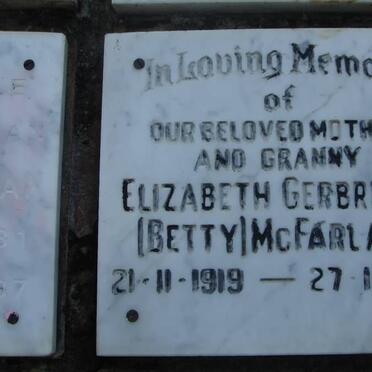 McFARLAND Elizabeth Gerbrecht 1919-1987