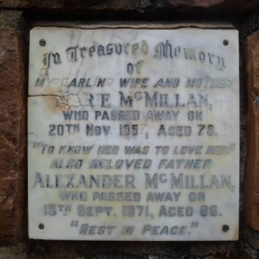 McMILLAN Alexander -1971 &amp; Marie -1957