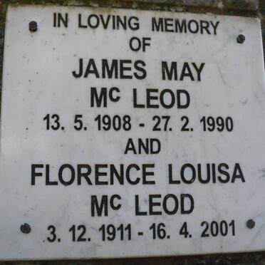 Mc LEOD James May 1908-1990 &amp; Florence Louisa 1911-2001