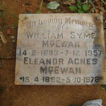 McEWAN William Syme 1883-1957 &amp; Eleanor Agnes 1882-1978