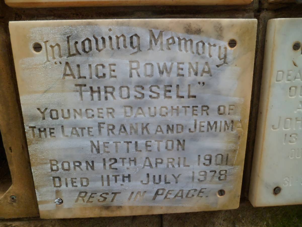 NETTLETON Alice Rowena Throssell 1901-1978