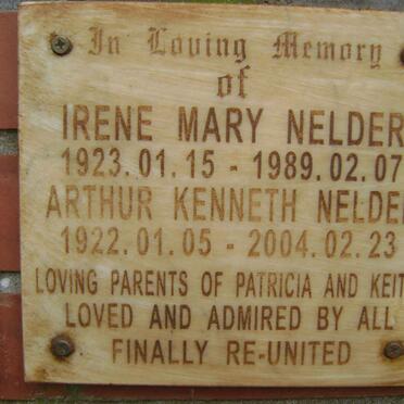 NELDER Arthur Kenneth 1922-2004 &amp; Irene Mary 1923-1989 