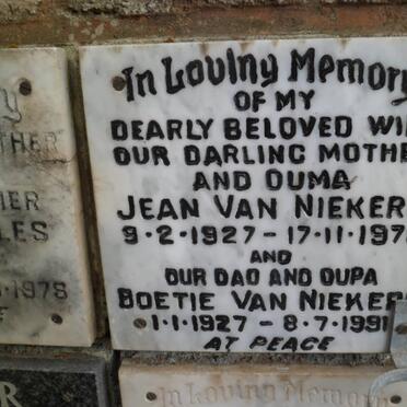 NIEKERK Boetie, van 1927-1991 &amp; Jean 1927-1978