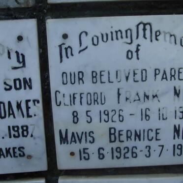 NICOLL Clifford Frank 1926-1987 &amp; Mavis Bernice 1926-1992