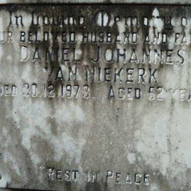 NIEKERK Daniel Johannes, van -1973