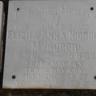 NICHOLS Elizha Anna nee MYBURGH 1921-1989