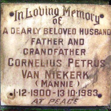 NIEKERK Cornelius Petrus, van 1900-1983