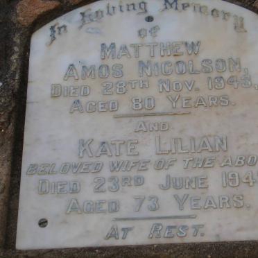 NICOLSON Matthew Amos 1863-1943 &amp; Kate Lilian 1872-1945