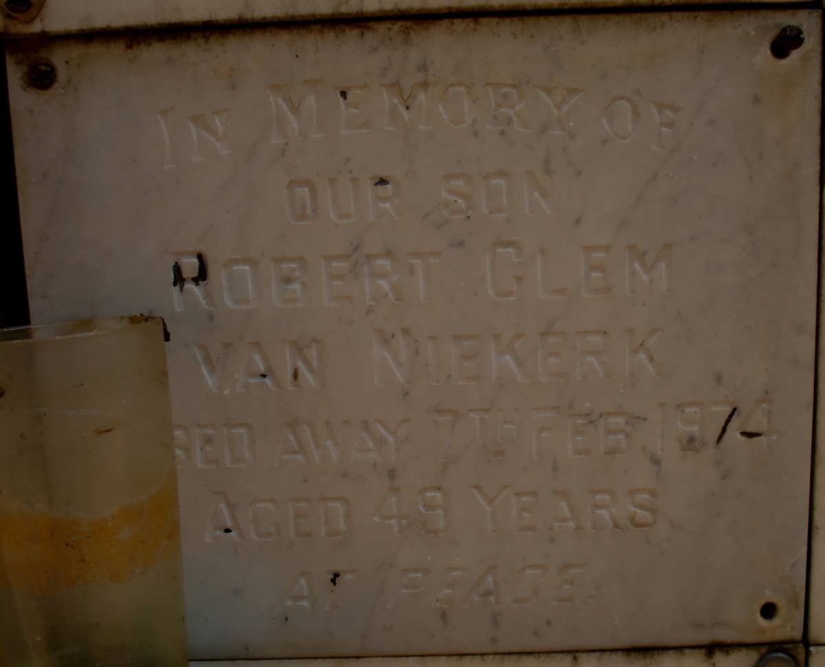 NIEKERK Robert Clem, van -1974