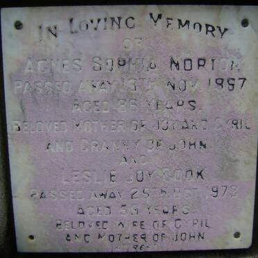 NORTON Agnes Sophia -1967 :: COOK Leslie Joy -1973