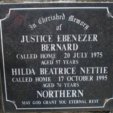 NORTHERN Justice Ebenezer Bernard -1975 &amp; Hilda Beatrice Nettie -1995