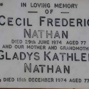 NATHAN Cecil Frederick -1974 &amp; Gladys Kathleen -1974