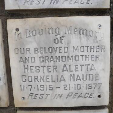 NAUDE Hester Aletta Cornelia 1915-1977