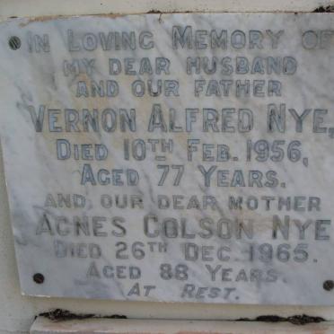 NYE Vernon Alfred -1956 &amp; Agnes Colson -1965