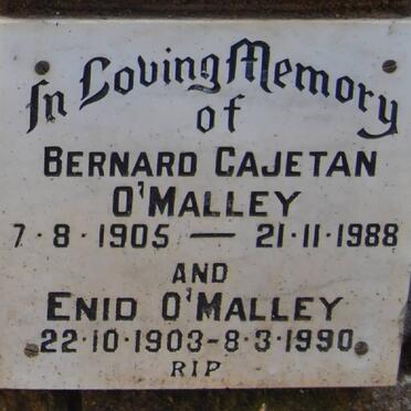 O'MALLEY Bernard Cajetan 1905-1988 &amp; Enid 1903-1990