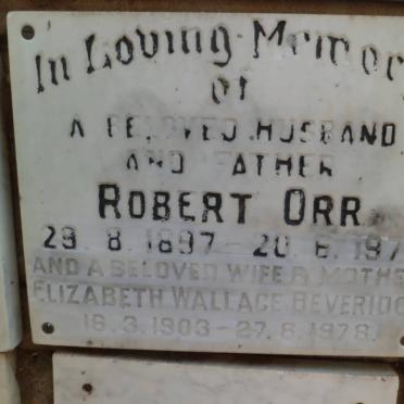 ORR Robert 1897-1973 &amp; Elizabeth Wallace Beveridge 1903-1978