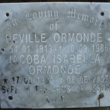ORMONDE Neville 1913-1986 &amp; Jacoba Isabella 1930-2007