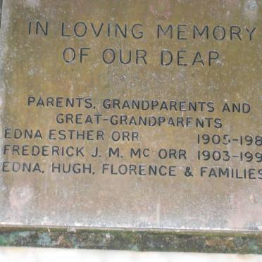 ORR Frederick J.M.Mc 1903-1998 &amp; Edna Esther 1905-1983
