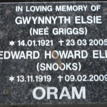 ORAM Edward Howard Ellis 1919-2009 &amp; Gwynnyth Elsie GRIGGS 1921-2005