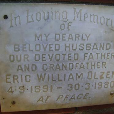 OLZEN Eric William 1891-1980