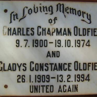 OLDFIELD Charles Chapman 1900-1974 &amp; Gladys Constance 1909-1994