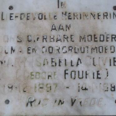 OLIVIER Mary Isabella nee FOURIE 1897-1983