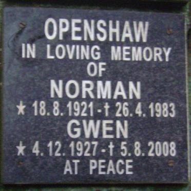 OPENSHAW Norman 1921-1983 &amp; Gwen 1927-2008