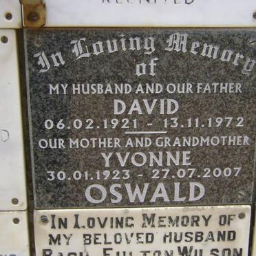 OSWALD David 1921-1972 &amp; Yvonne 1923-2007
