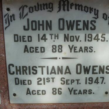 OWENS John -1945 &amp; Christiana -1947