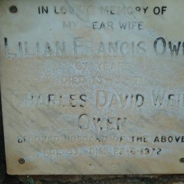 OWEN Charles David Weir -1972 &amp; Lilian Francis -1971