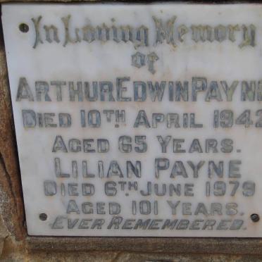 PAYNE Arthur Edwin 1877-1942 &amp; PAYNE Lilian 1878-1979