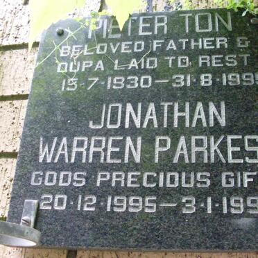 PARKES Jonathan Warren 1995-1996 :: TON Pieter 1930-1995