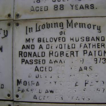 PATON Ronald Robert -1973 &amp; Moira Patricia -1978
