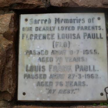 PAULL Louis Frank -1962 &amp; Florence Louisa -1955