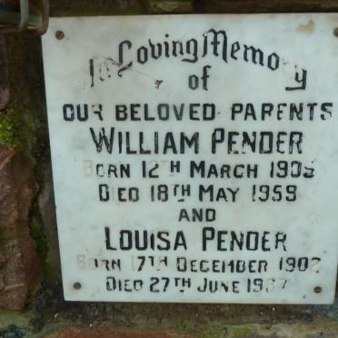 PENDER William 1909-1959 &amp; Louisa 1902-1987