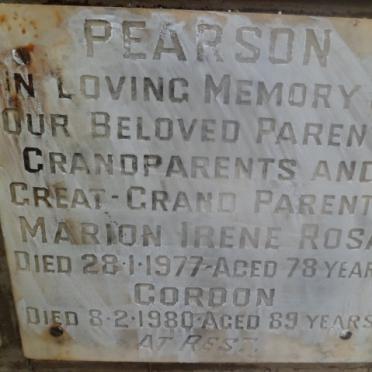 PEARSON Gordon -1980 &amp; Marion Irene Rosa -1977