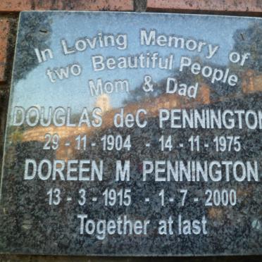 PENNINGTON Douglas deC 1904-1975 &amp; Doreen M. 1915-2000