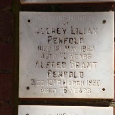 PENFOLD Alfred Grant -1990 &amp; Audrey Lilian -1989