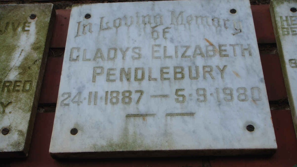 PENDLEBURY Gladys Elizabeth 1887-1980