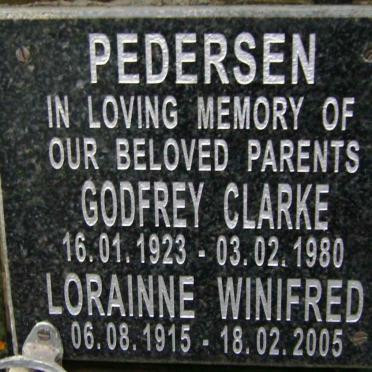 PEDERSEN Godfrey Clarke 1923-1980 &amp; Lorainne Winifred 1915-2005