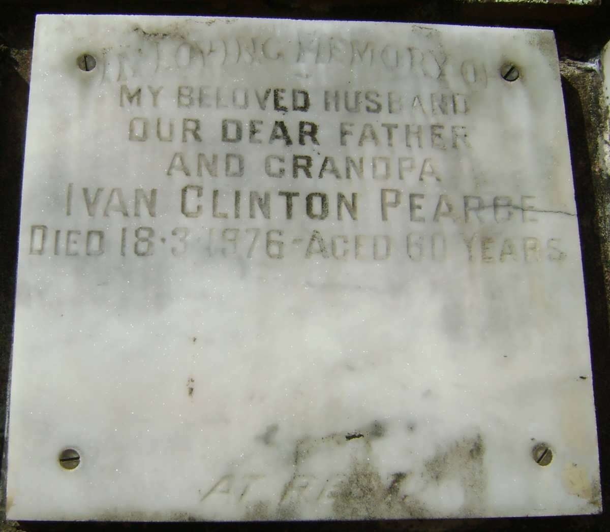 PEARCE Ivan Clinton -1976