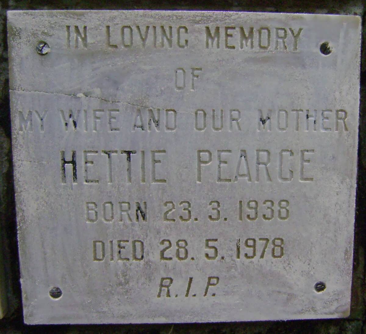 PEARCE Hettie 1938-1978