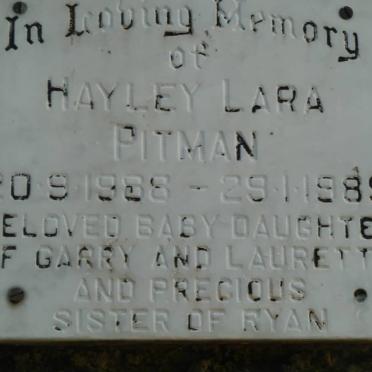 PITMAN Hayley Lara 1988-1989
