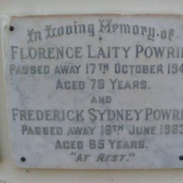 POWRIE Frederick Sydney -1963 &amp; Florence Laity -1949 