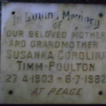POULTON Susanna Corolina, Timm 1903-1982